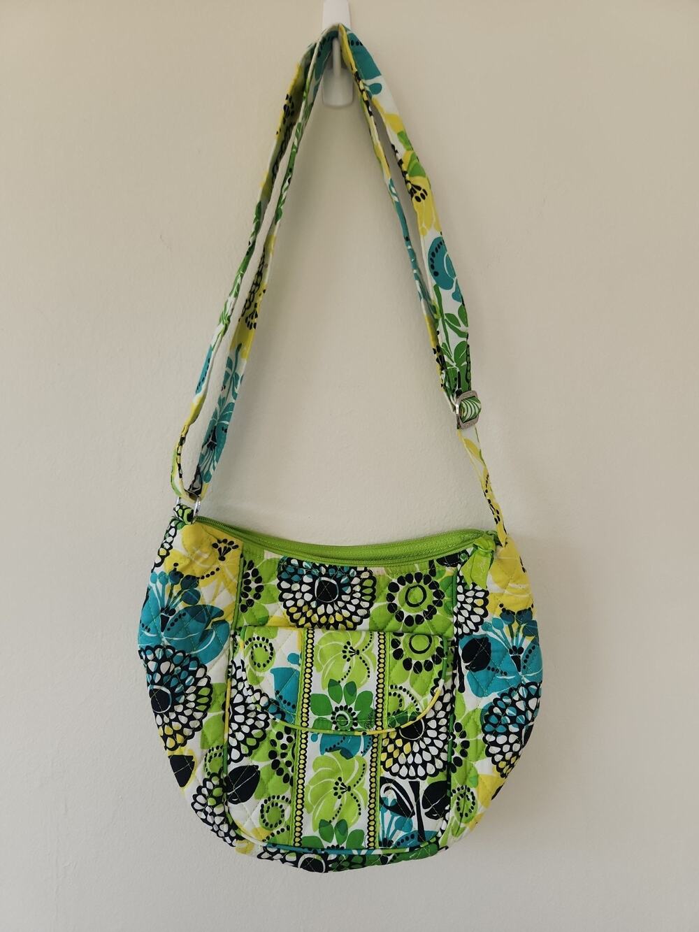 Vera Bradley Limes Up Crossbody Bag Retired Shoulder Bag Green Yellow Floral